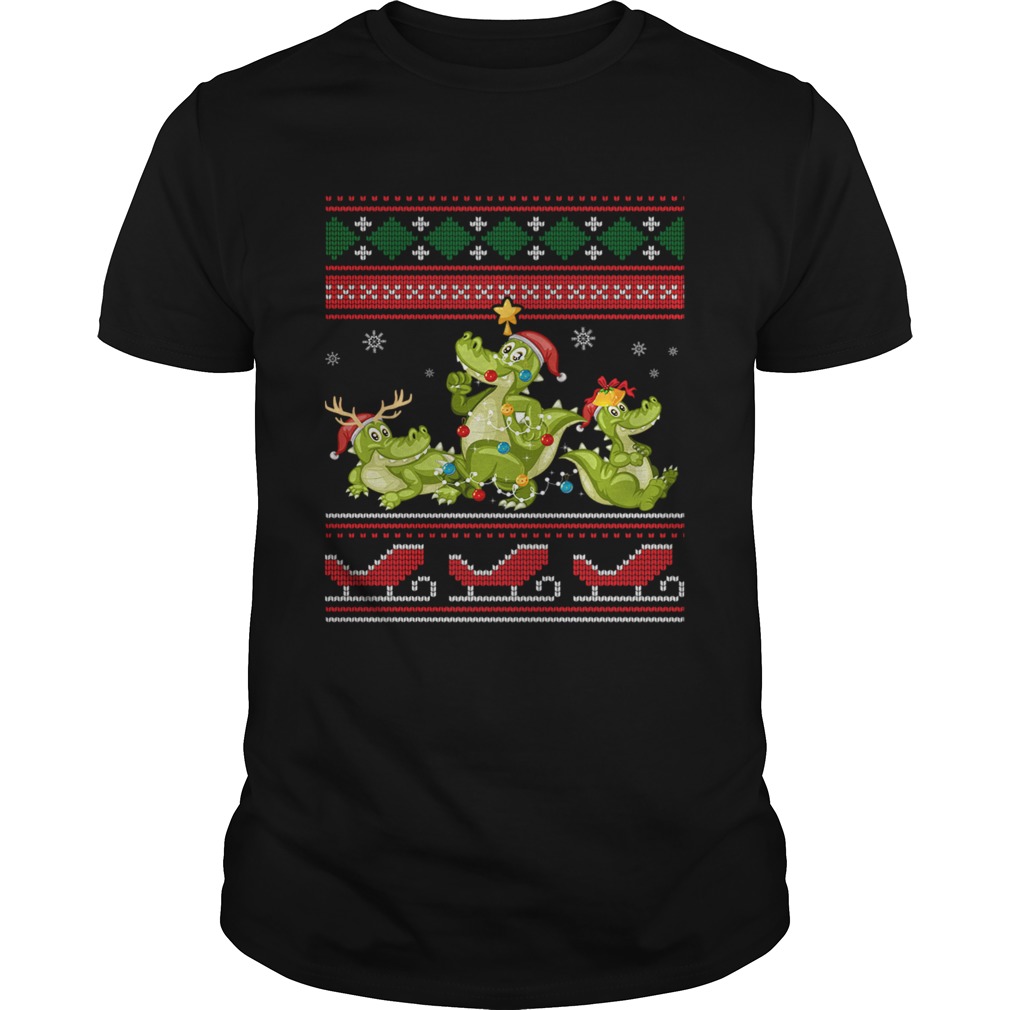 Christmas Three Alligator Crocodile Gift Lights Santa Hat shirt Christmas Three Alligator Crocodile Gift Lights Santa Hat shirt