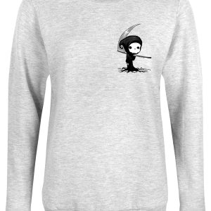Cute Grim Reaper Ladies Heather Grey Sweatshirt