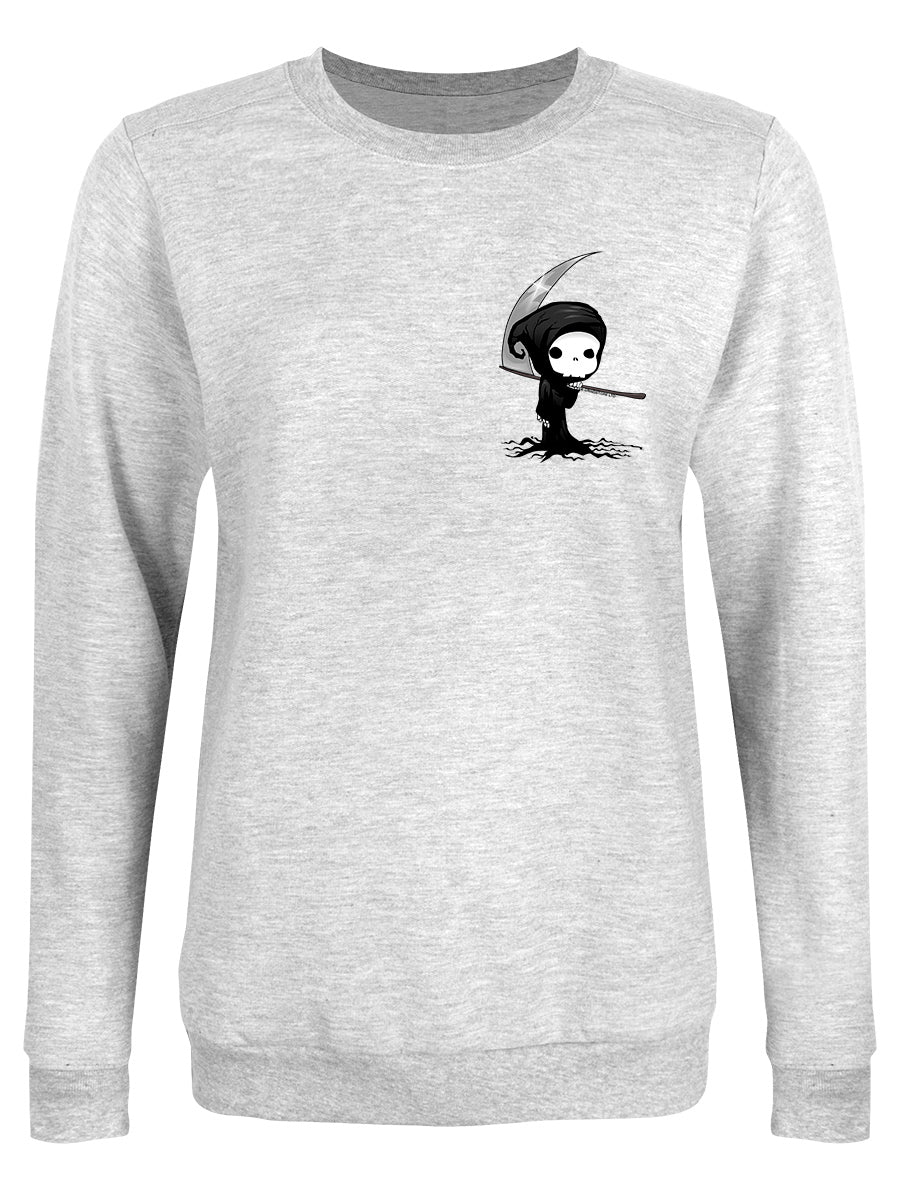 Cute Grim Reaper Ladies Heather Grey Sweatshirt Cute Grim Reaper Ladies Heather Grey Sweatshirt