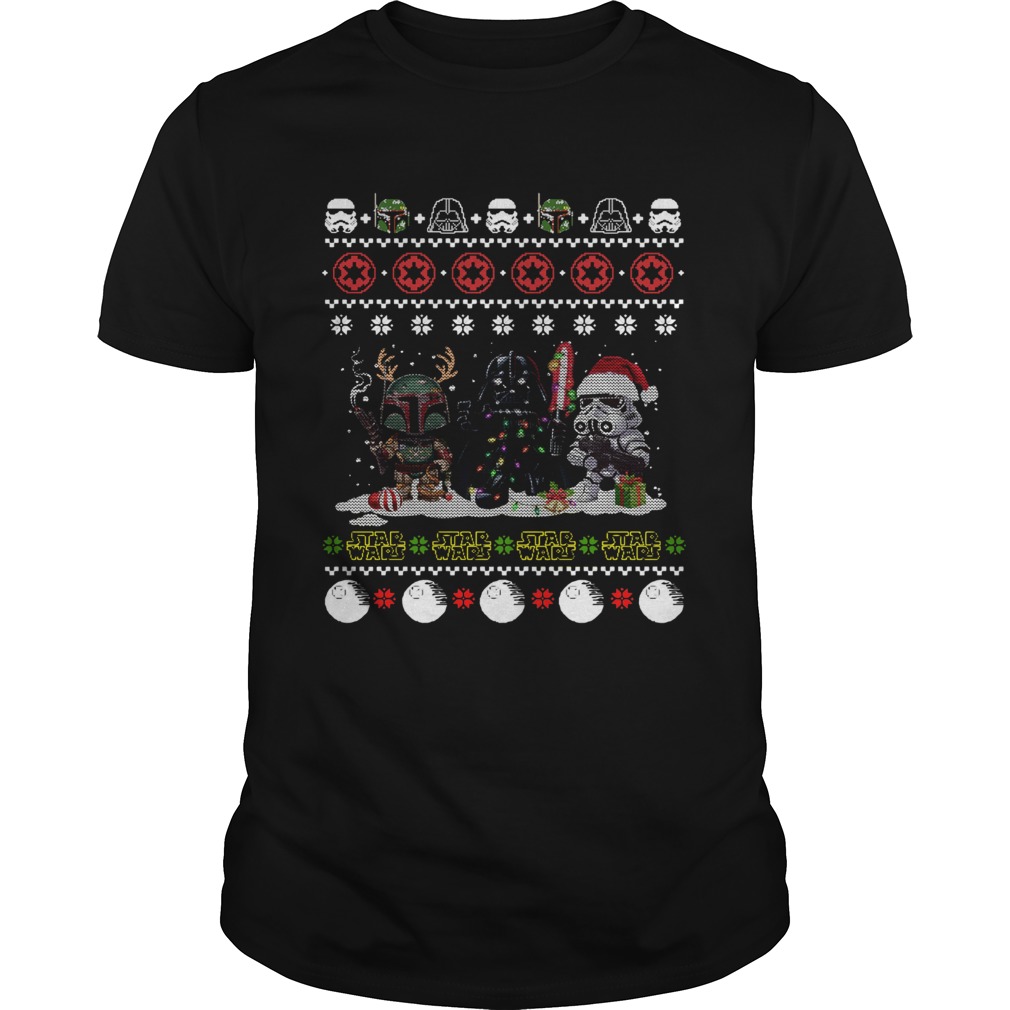 Darth Vader R2D2 Boba Fett chibi ugly christmas shirt Darth Vader R2D2 Boba Fett chibi ugly christmas shirt