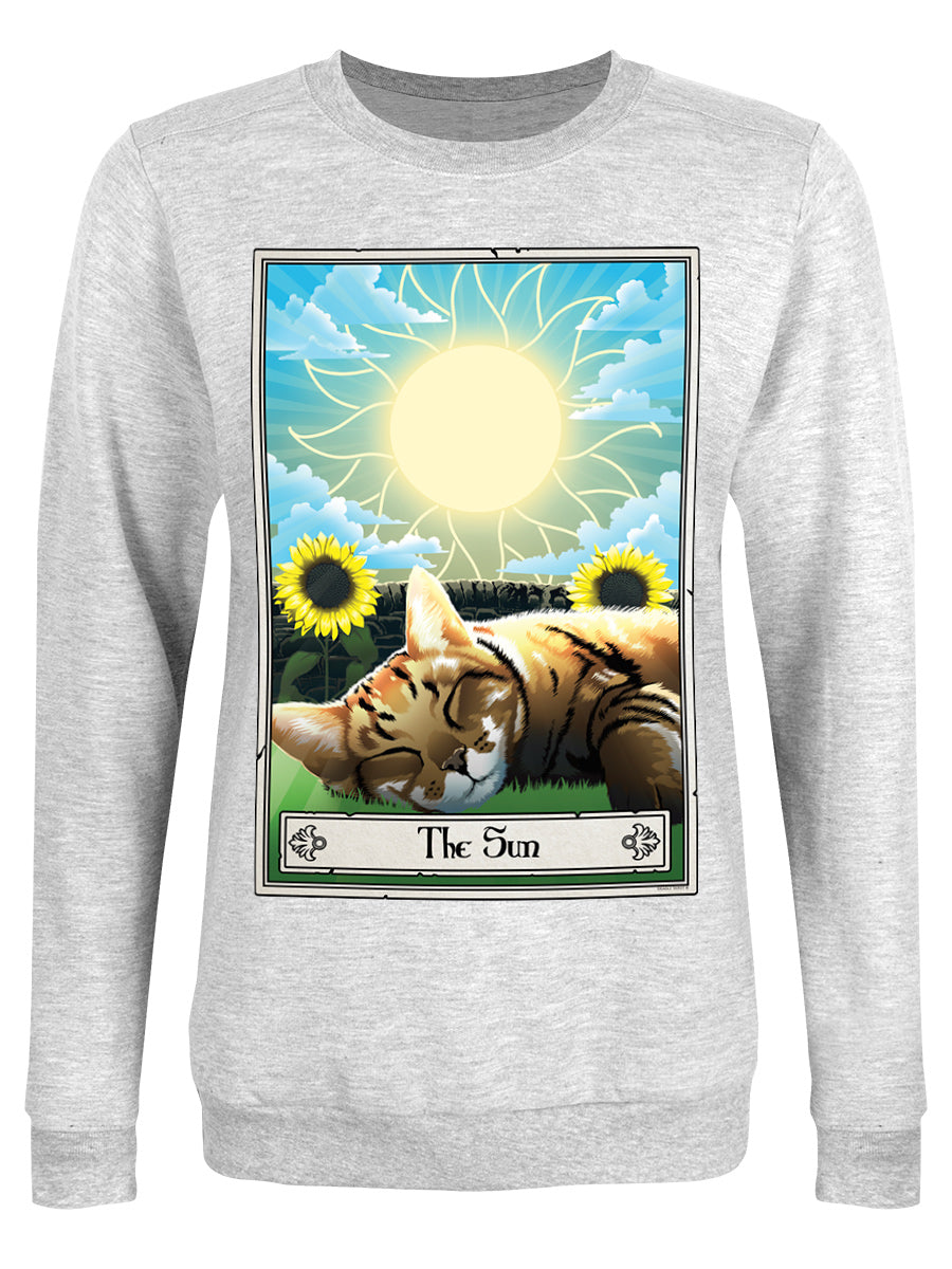 Deadly Tarot Felis The Sun Ladies Grey Sweatshirt Deadly Tarot Felis The Sun Ladies Grey Sweatshirt