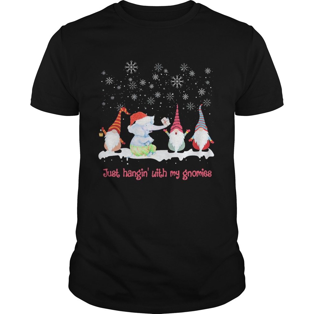 Elephant Just hanging with my gnomies christmas shirt Elephant Just hanging with my gnomies christmas shirt