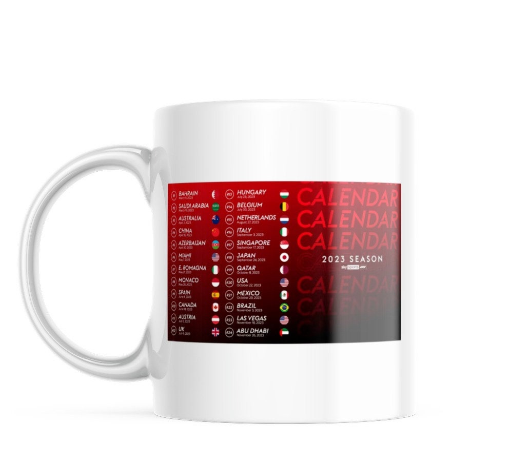 F1 2023 Calendar Racing Mug F1 2023 Calendar Racing Mug