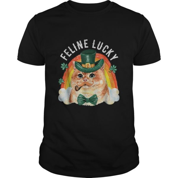 Feline Lucky St Patricks Day Funny Leprechaun Cat Rainbow shirt
