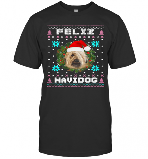 Feliz Navidog Briard Dog Santa Hat Funny Ugly Christmas T-Shirt Feliz Navidog Briard Dog Santa Hat Funny Ugly Christmas T-Shirt
