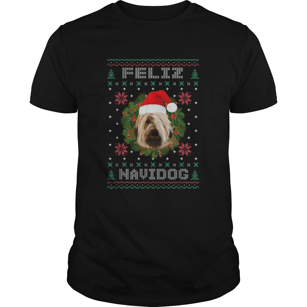 Feliz Navidog Briard Dog Santa Hat Ugly Christmas shirt Feliz Navidog Briard Dog Santa Hat Ugly Christmas shirt