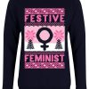 Festive Feminist Ladies Navy Blue Christmas Jumper