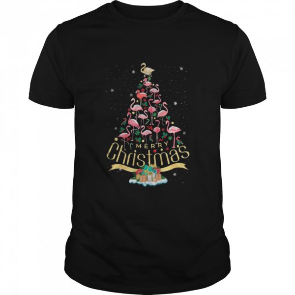 Flamingos christmas tree shirt