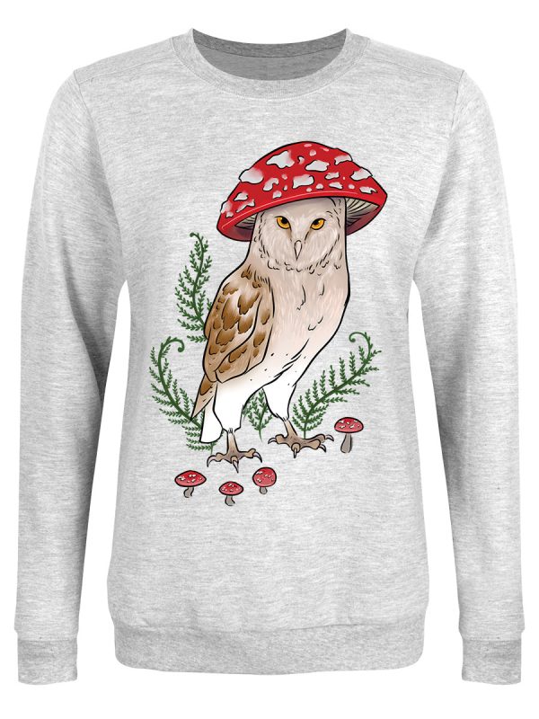 Foraging Familiars Owl Ladies Grey Sweatshirt
