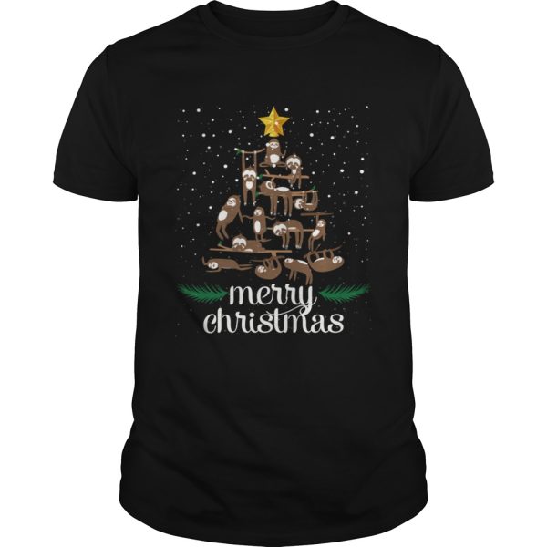 Funny Sloth Christmas Pine Tree Merry Christmas T-Shirt
