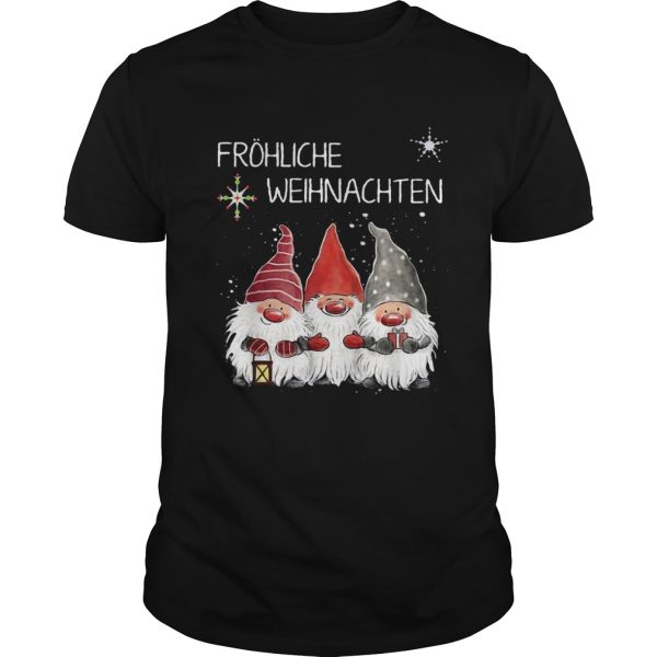 Gnomes Frhliche Weihnachten Christmas shirt