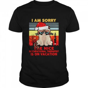 Grumpy Cat Santa I am sorry the nice occupational therapist is on vacation shirt