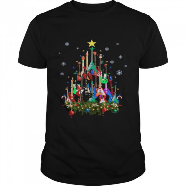 Guitars Tree Light Merry Christmas shirt