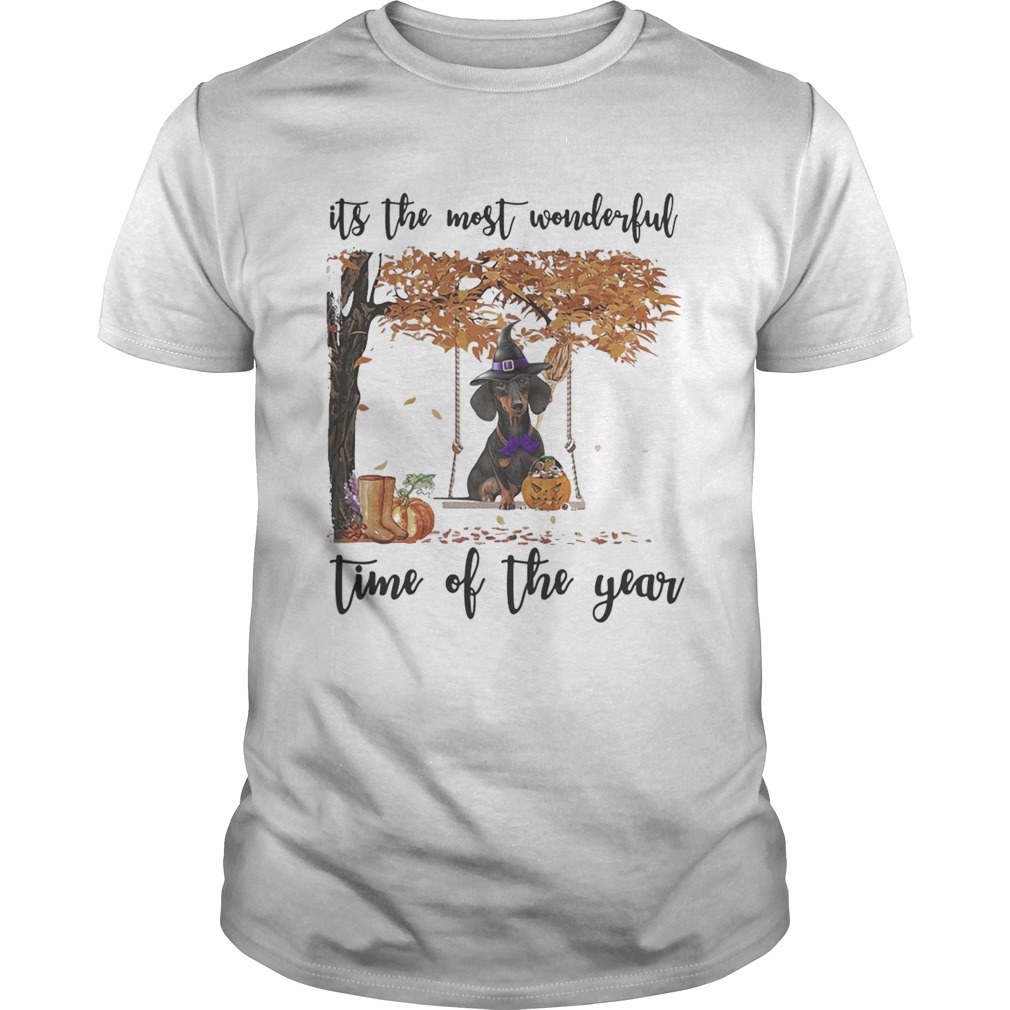 Halloween witch dachshund its the most wonderful time of the year leaves tree shirt Halloween witch dachshund its the most wonderful time of the year leaves tree shirt