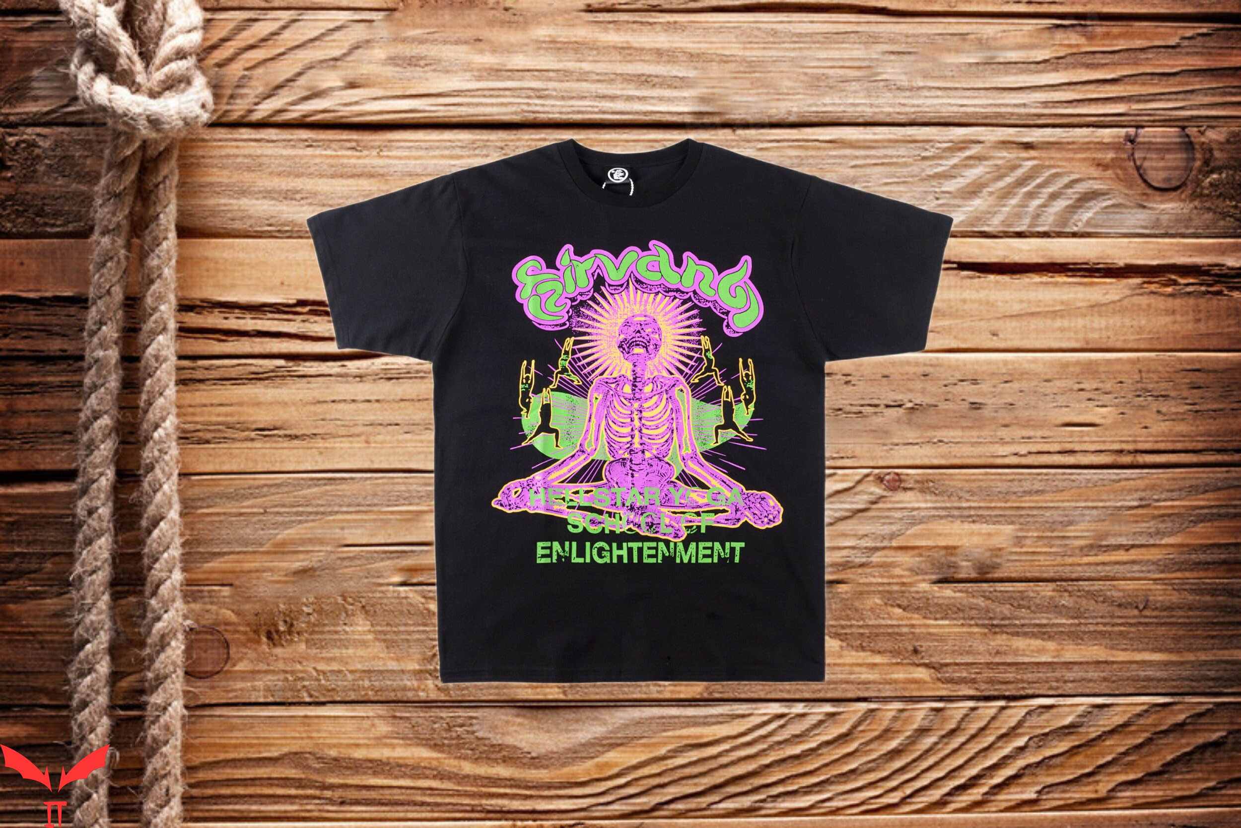 Hell Star T-Shirt Studios Nirvana Skeleton Trendy Art