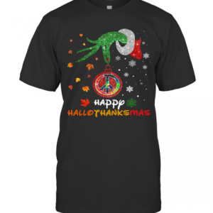 Hippie Grinch Hand Happy Hallothanksmas T-Shirt