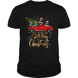 Hippopotamus With Red Truck Tree Merry Christmas shirt