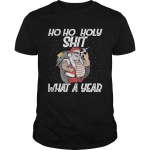 Ho Ho Holy Shit What A Year Tattoo Santa Claus With Glasses Christmas shirt