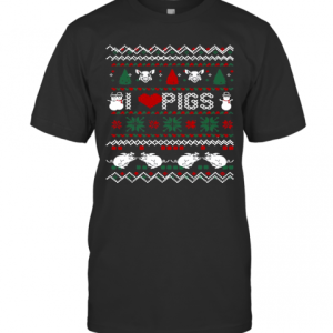 I Love Pigs Ugly Christmas Xmas T-Shirt