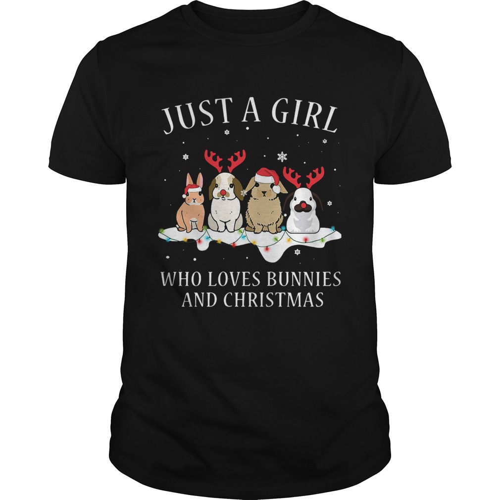 Just A Girl Who Love Bunnies And Christmas shirt Just A Girl Who Love Bunnies And Christmas shirt