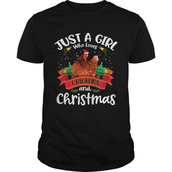 Just A Girl Who Loves Chickens And Christmas Tree Xmas shirt