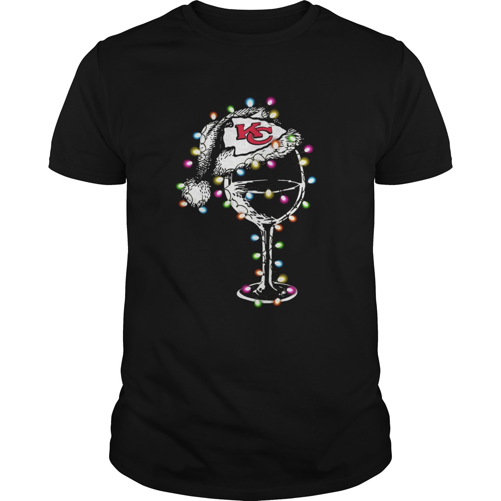 Kansas City Chiefs wine glass light christmas shirt Kansas City Chiefs wine glass light christmas shirt