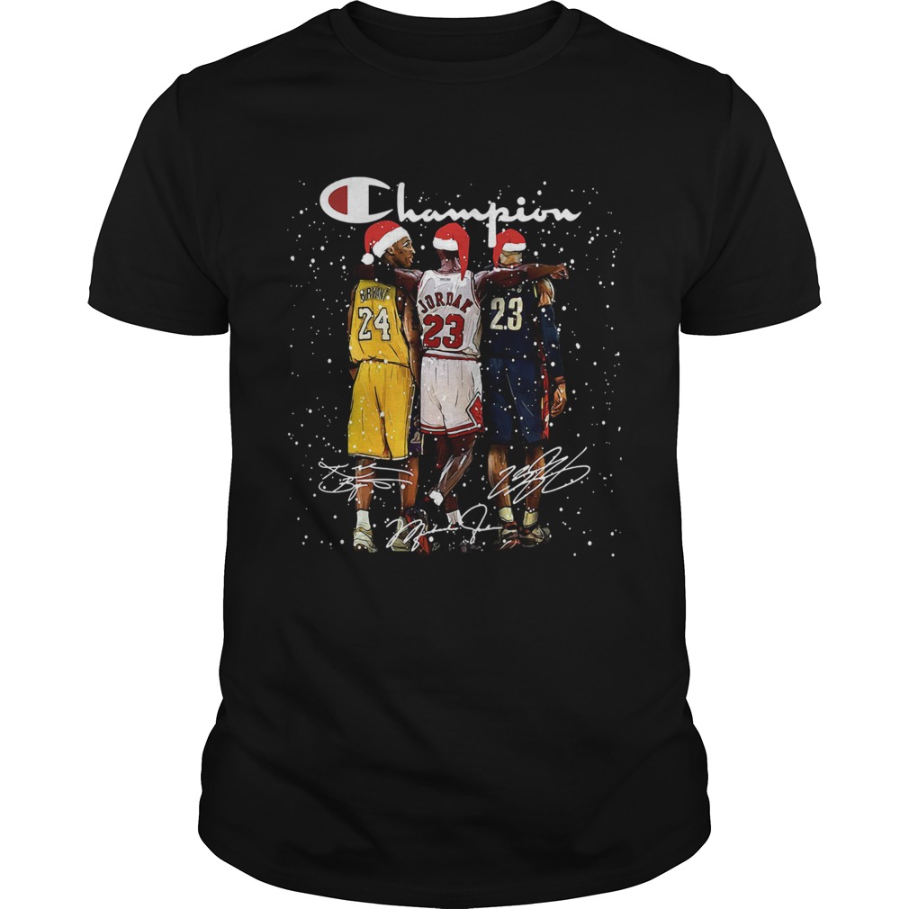 Kobe Bryant Michael Jordan and LeBron James Signatures Champion Christmas shirt Kobe Bryant Michael Jordan and LeBron James Signatures Champion Christmas shirt