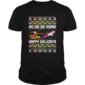 LGBT Santa riding Unicorn ho ho ho homo happy ho