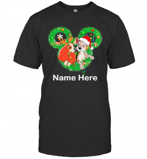 Lady And The Tramp Mickey Mouse Name Here Christmas T-Shirt Lady And The Tramp Mickey Mouse Name Here Christmas T-Shirt