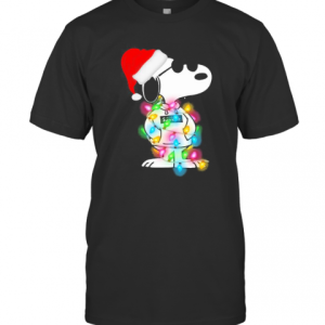 Lights Wrap Around Snoopy Hat Santa Christmas T-Shirt
