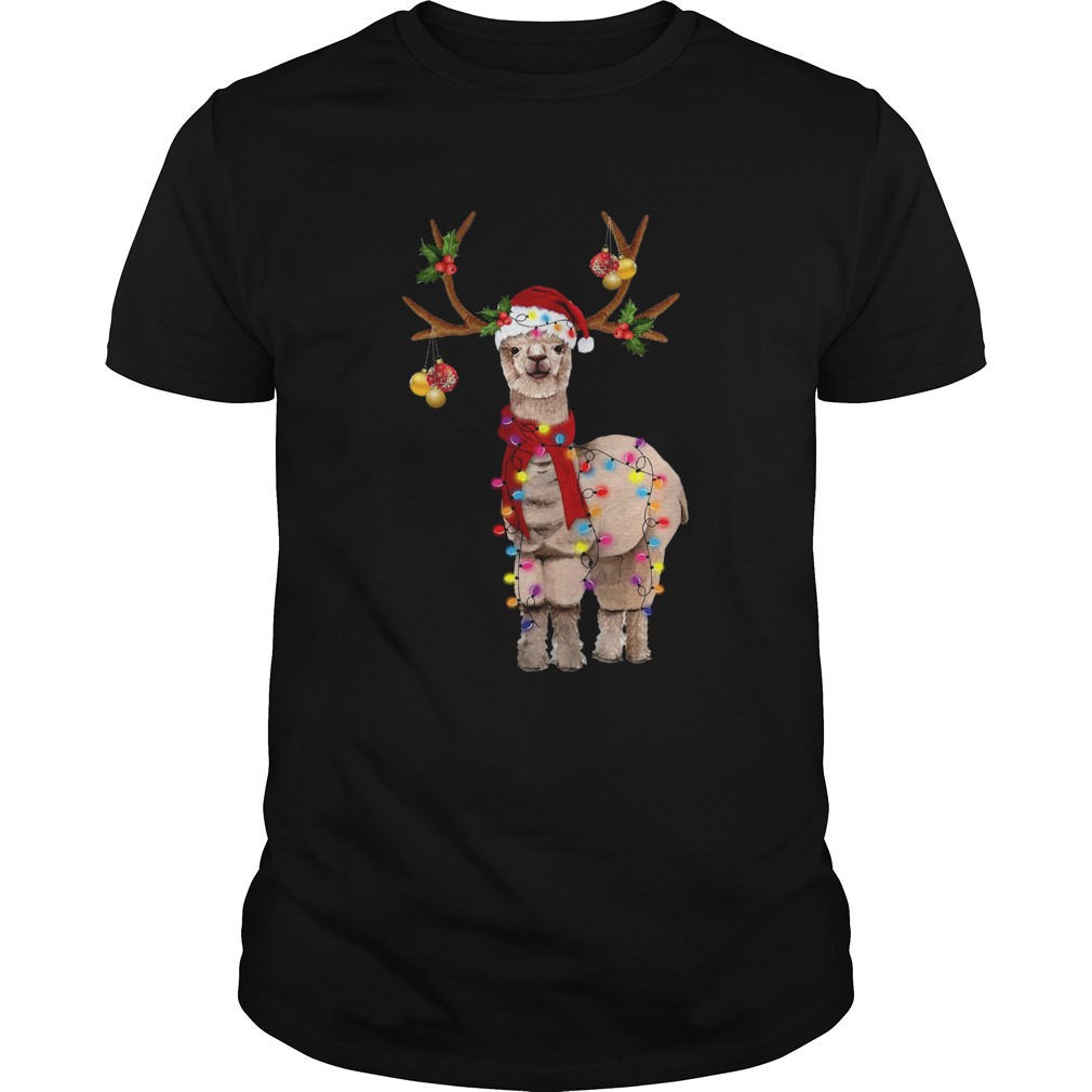 Llama reindeer light Christmas shirt Llama reindeer light Christmas shirt