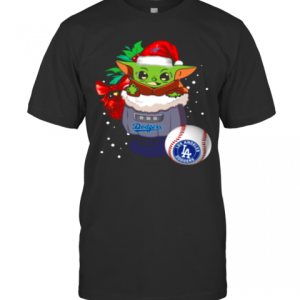 Los Angeles Dodgers Christmas Baby Yoda Star Wars Funny Happy MLB T-Shirt