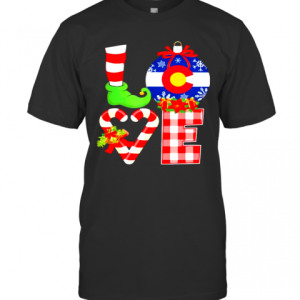 Love Flag Of Colorado Elf Pajama Christmas shirt T-Shirt
