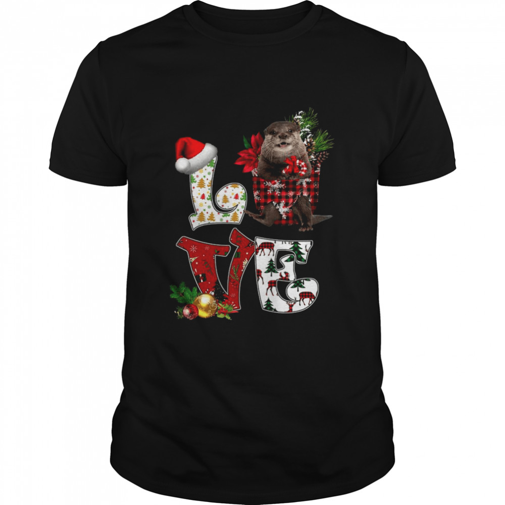 Love North American River Otter Merry Christmas shirt Love North American River Otter Merry Christmas shirt