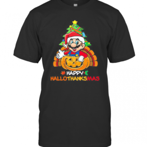 Mario Happy Hallothanksmas Halloween Thanksgiving Christmas T-Shirt