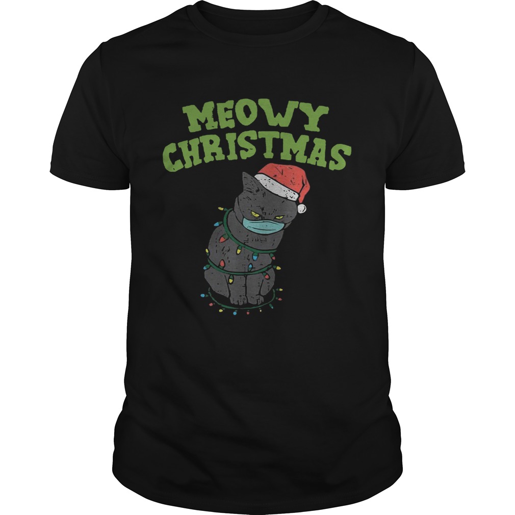 Meowy Cat Mask Santa Black Cat Mask Christmas Quarantine Gift shirt Meowy Cat Mask Santa Black Cat Mask Christmas Quarantine Gift shirt