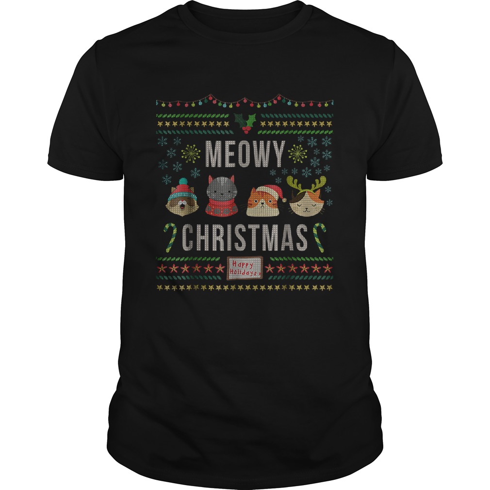 Meowy Christmas Cat Lover Tacky Ugly Christmas Party shi Meowy Christmas Cat Lover Tacky Ugly Christmas Party shi