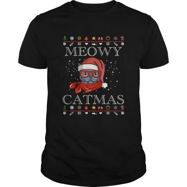 Meowy Happy Christmas Cat Lover Gift TShirt