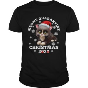 Meowy Quarantine Christmas 2020 Cat Snow Santa Hat shirt
