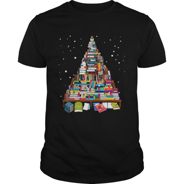 Merry Christmas Library Tree Gift For Book Lover Librarian tshirt