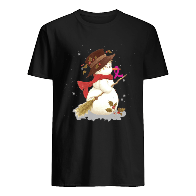 Merry Christmas Snowman Breast Cancer T-Shirt Merry Christmas Snowman Breast Cancer T-Shirt