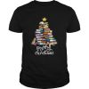 Merry Christmas Tree Love reading books Librarian nerd TShirt