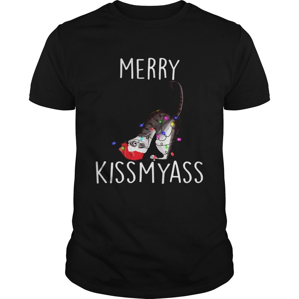 Merry Kissmyass Cat Christmas shirt Merry Kissmyass Cat Christmas shirt