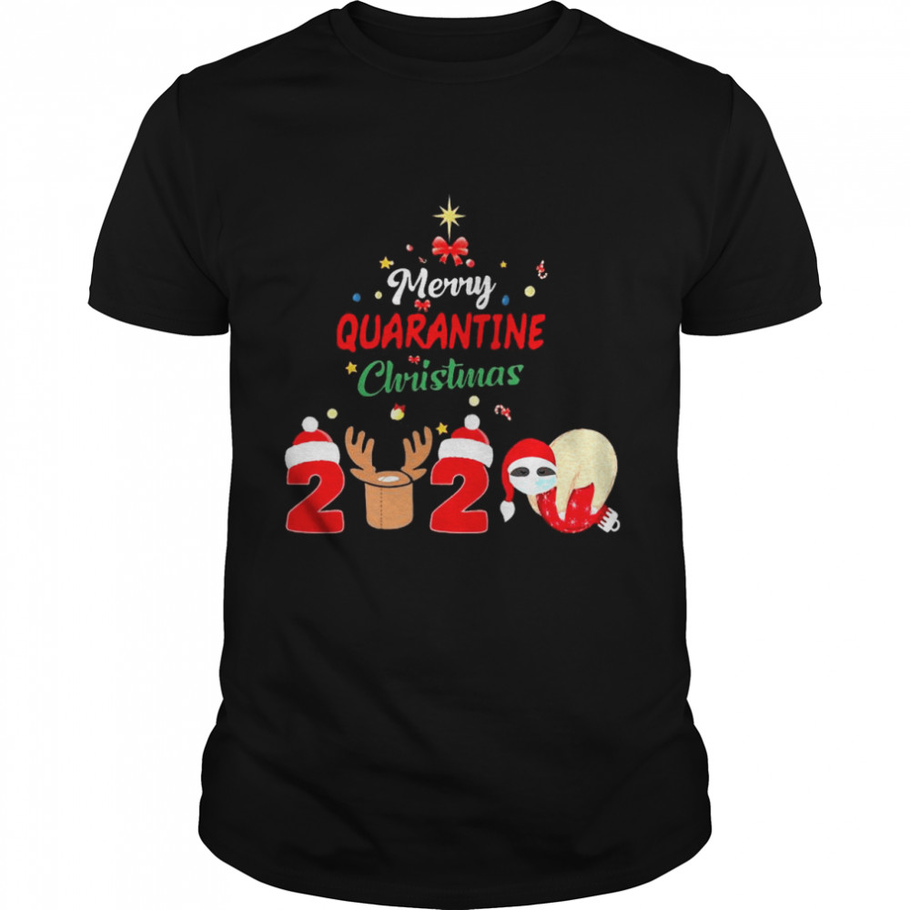 Merry Quarantine Christmas 2020 Sloth Hat Santa Christmas shirt Merry Quarantine Christmas 2020 Sloth Hat Santa Christmas shirt