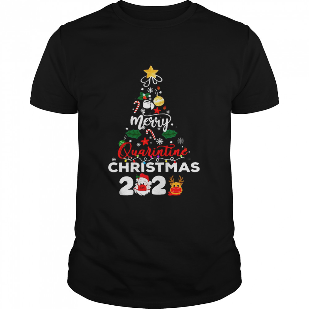 Merry Quarantine Christmas tree 2020 shirt Merry Quarantine Christmas tree 2020 shirt
