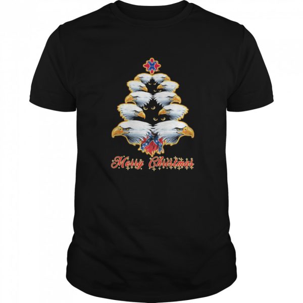 Merry christmas tree eagles british flag shirt