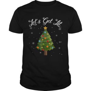 Nice Lets Get Lit Christmas Tree Funny Drinking shirt