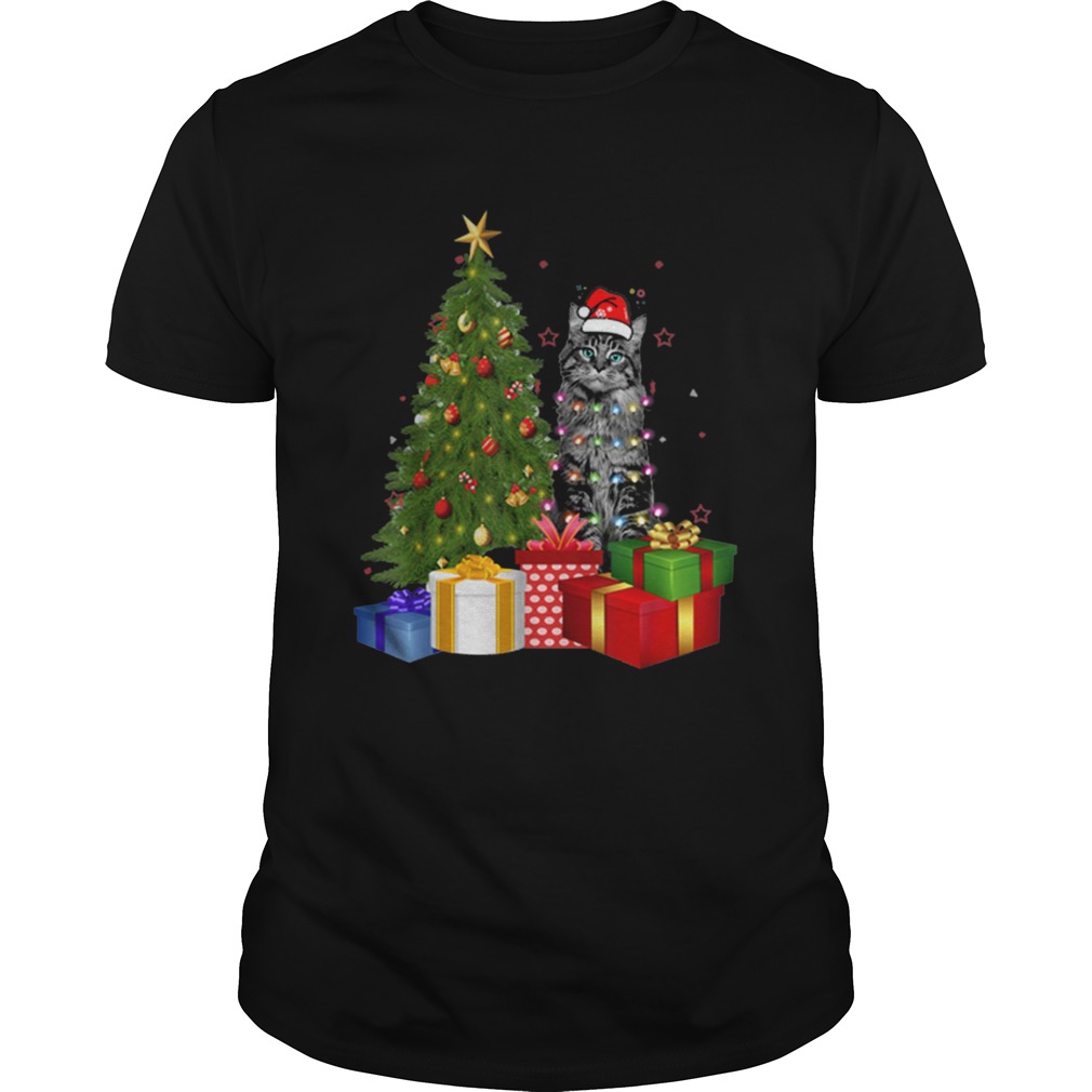 Nice Santa Maine Coon Cat Christmas Tree Light shirt Nice Santa Maine Coon Cat Christmas Tree Light shirt
