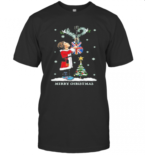 Noel Gallagher Playing Guitar Merry Christmas T-Shirt Noel Gallagher Playing Guitar Merry Christmas T-Shirt