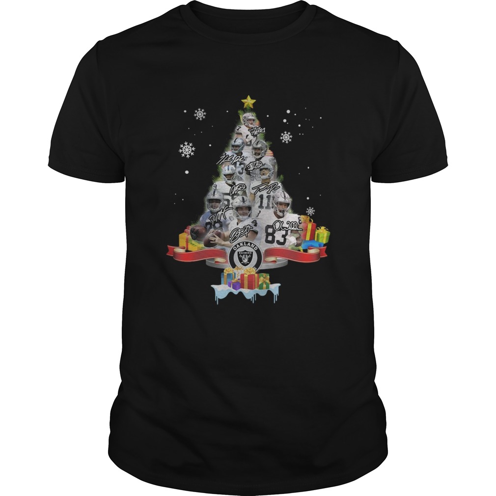 Oakland Raiders Players Signatures Christmas Tree shirt Oakland Raiders Players Signatures Christmas Tree shirt